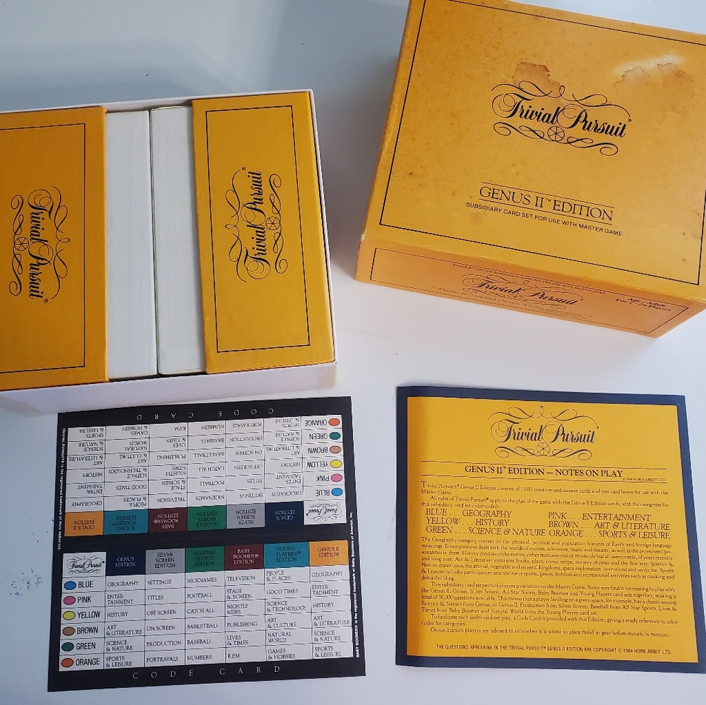 Vtg Trivial Pursuit 1984 Genus II Edition Subsidiary Card Set Use W/ Master Game